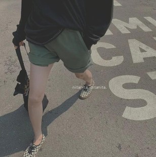 韩国东大门代购gvr夏季中性直筒显瘦粗棉帆布宽松休闲四分短裤gir