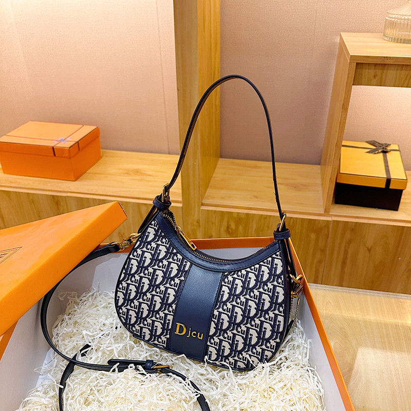 新款时尚百搭腋下包包高级感单肩斜挎包刺绣帆布手提包包女