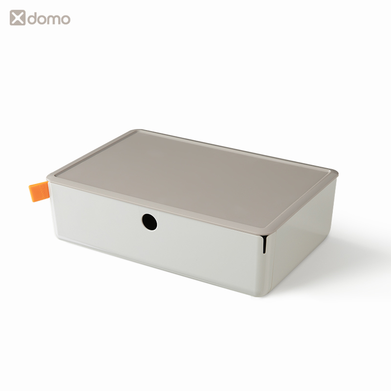 得力XDM30抽屉收纳盒(浅灰)(盒)时尚桌面高颜值学生宿舍家用简约