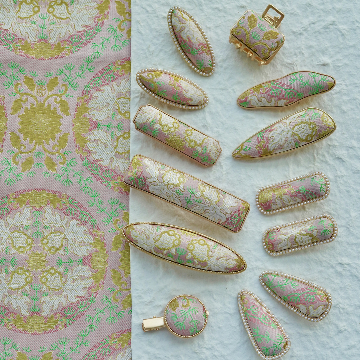 素匠非遗名家金鱼戏莲宋锦发饰中式发夹边夹耳钉头绳国风成品新品