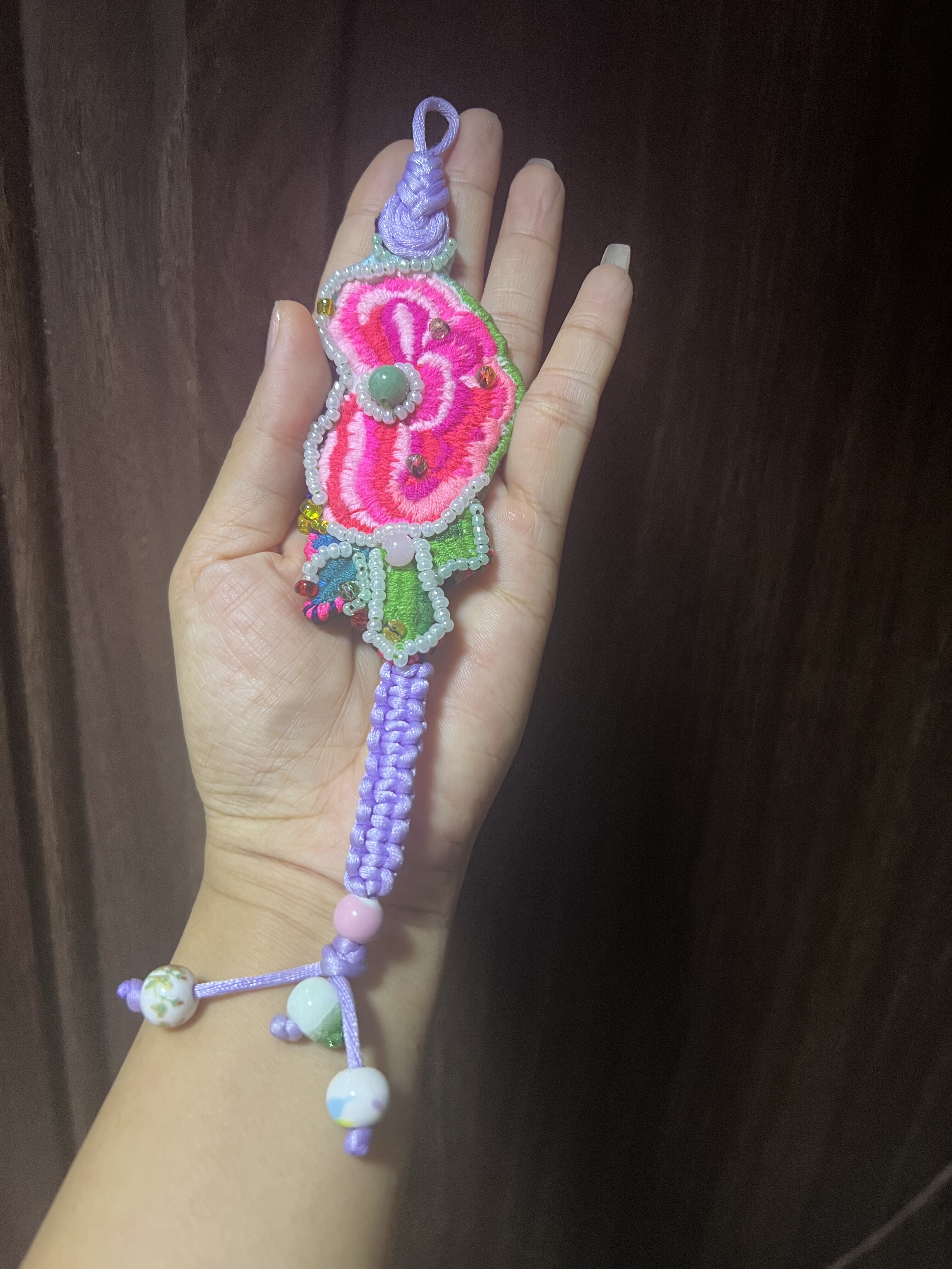 民族风手链刺绣手编绳流苏创意手工编织手腕带牡丹绣花手链