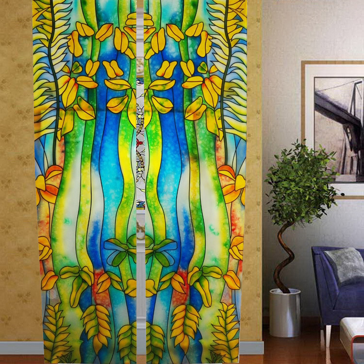 高档Tiffany蒂凡尼艺术玻璃隔断玄关屏风门芯田园自然钢 绿色生机