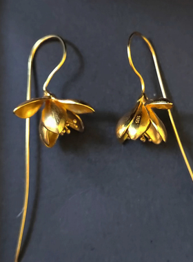 笃挚定制玉兰纯银耳环