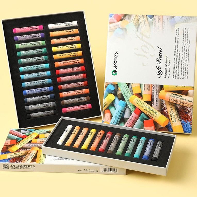 马利软性粉彩棒色粉笔48/36/24色软性油画棒彩绘色粉手绘黑板染发