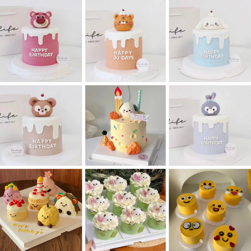 4寸仿真蛋糕模型卡通动物摆件