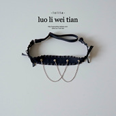 甜酷辣妹朋克风黑色链条大腿圈弹力可调节高级性感原创新款 腿环女