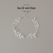 特别 项圈choker白色叶子蕾丝刺绣项链女小众设计感新款 锁骨颈链