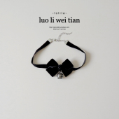 铃铛蝴蝶结项圈复古黑色丝绒短款 锁骨链choker项链颈带大腿环女