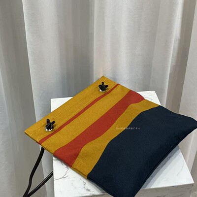 新款亚麻彩虹撞色单肩腋下包