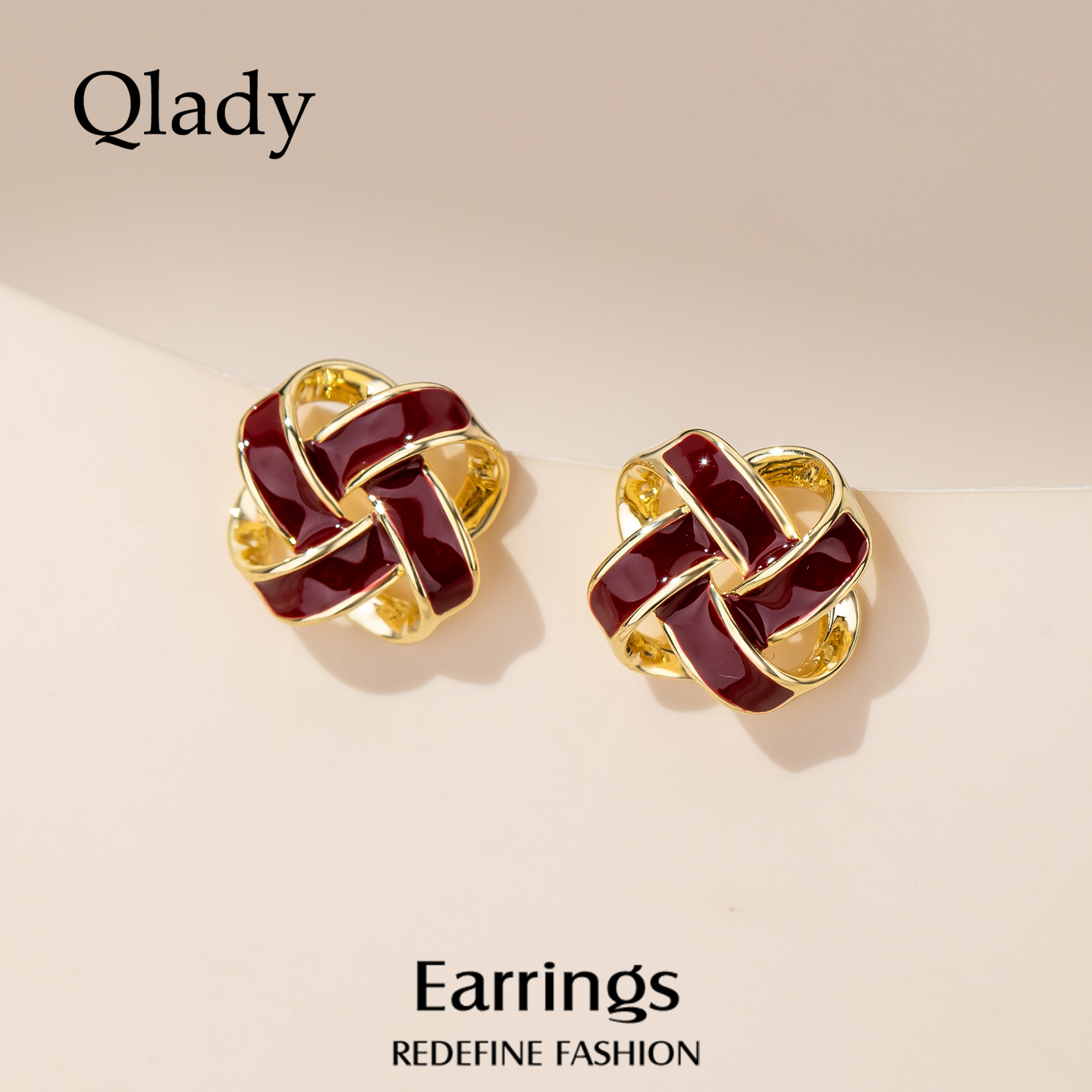 【新品】同心结耳钉精致小巧红色耳饰女耳环2025新款爆款高级感