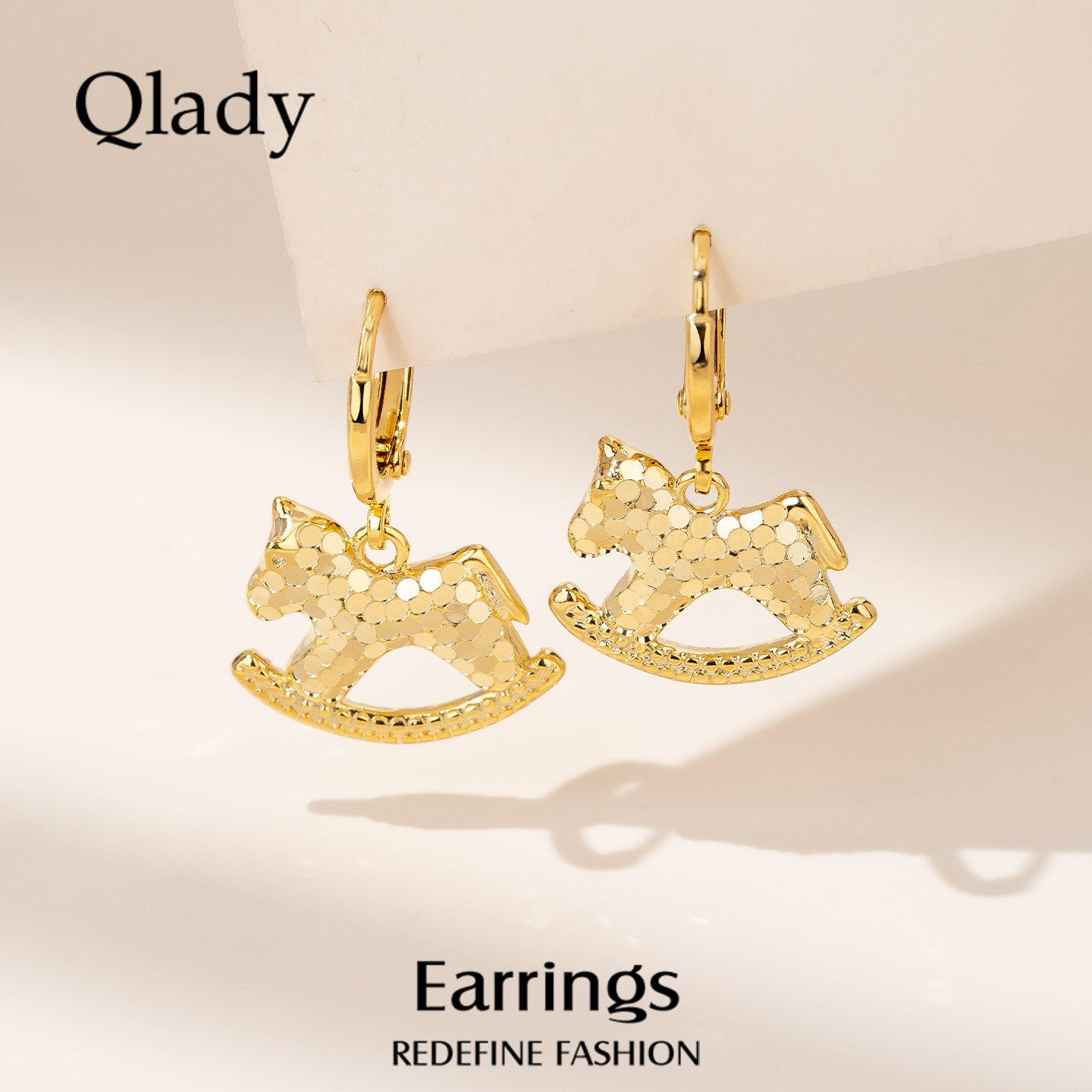 【新品】木马耳扣金色耳饰女独特漂亮耳环2025新款爆款高级感耳坠