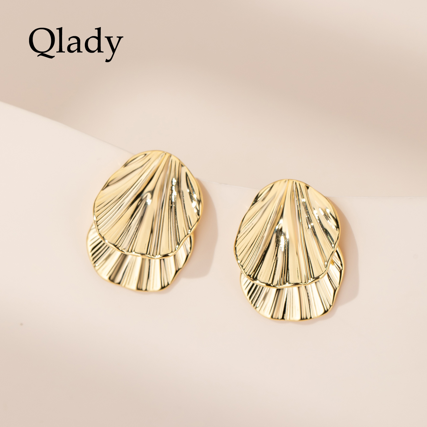 【新品】金色扇形耳饰女独特漂亮耳环2025新款爆款高级感轻奢耳坠