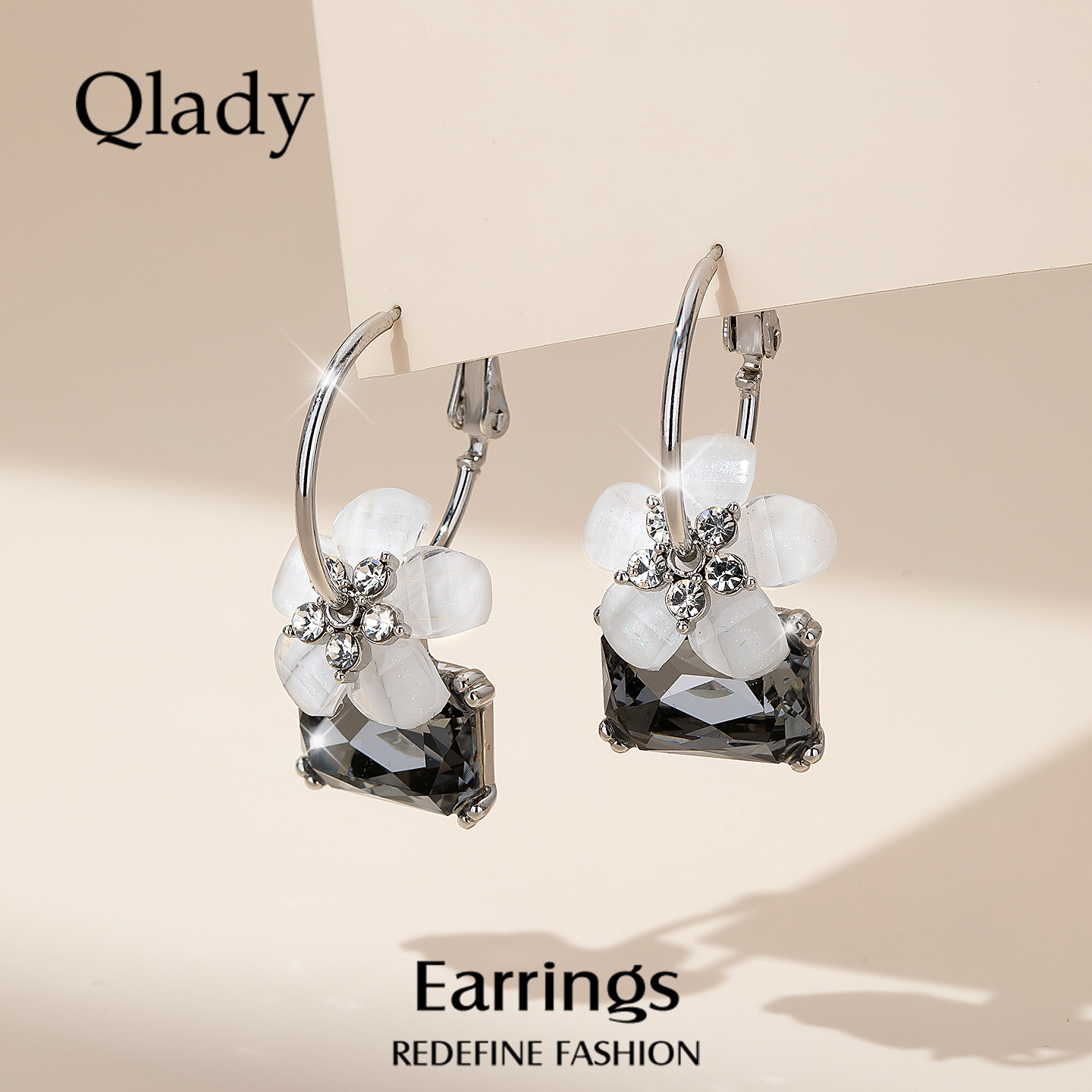 高级感花朵花朵新款潮耳坠大气