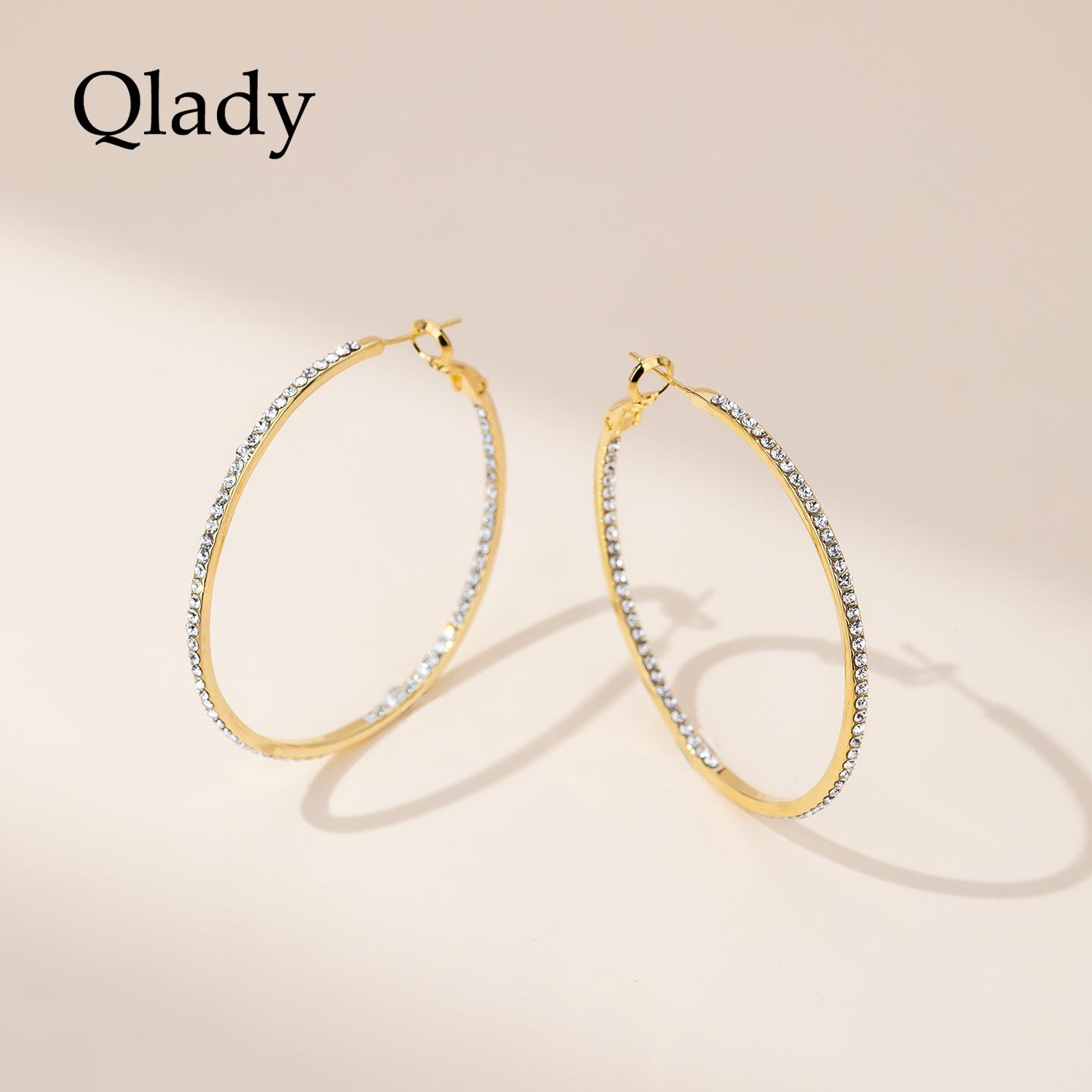 爆闪大耳圈耳饰女素圈