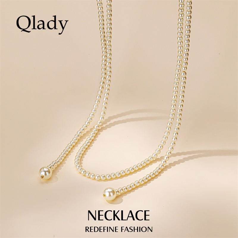 双层轻奢小众珍珠项链女