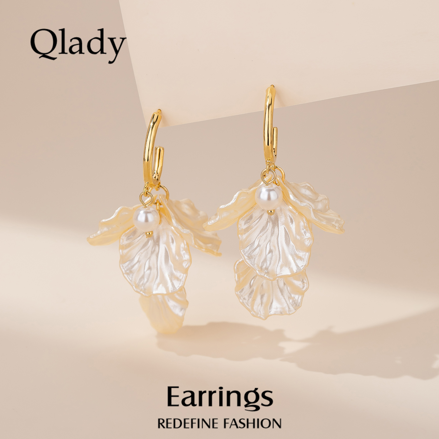 白色花瓣耳钉耳饰女耳环