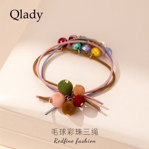 【新品】毛绒三层发圈女高级头花头饰发饰2026新款头绳橡皮筋发绳
