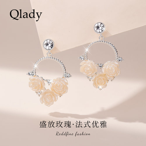 【新品】树脂玫瑰耳钉耳饰女独特漂亮耳环2026新款爆款高级感耳坠