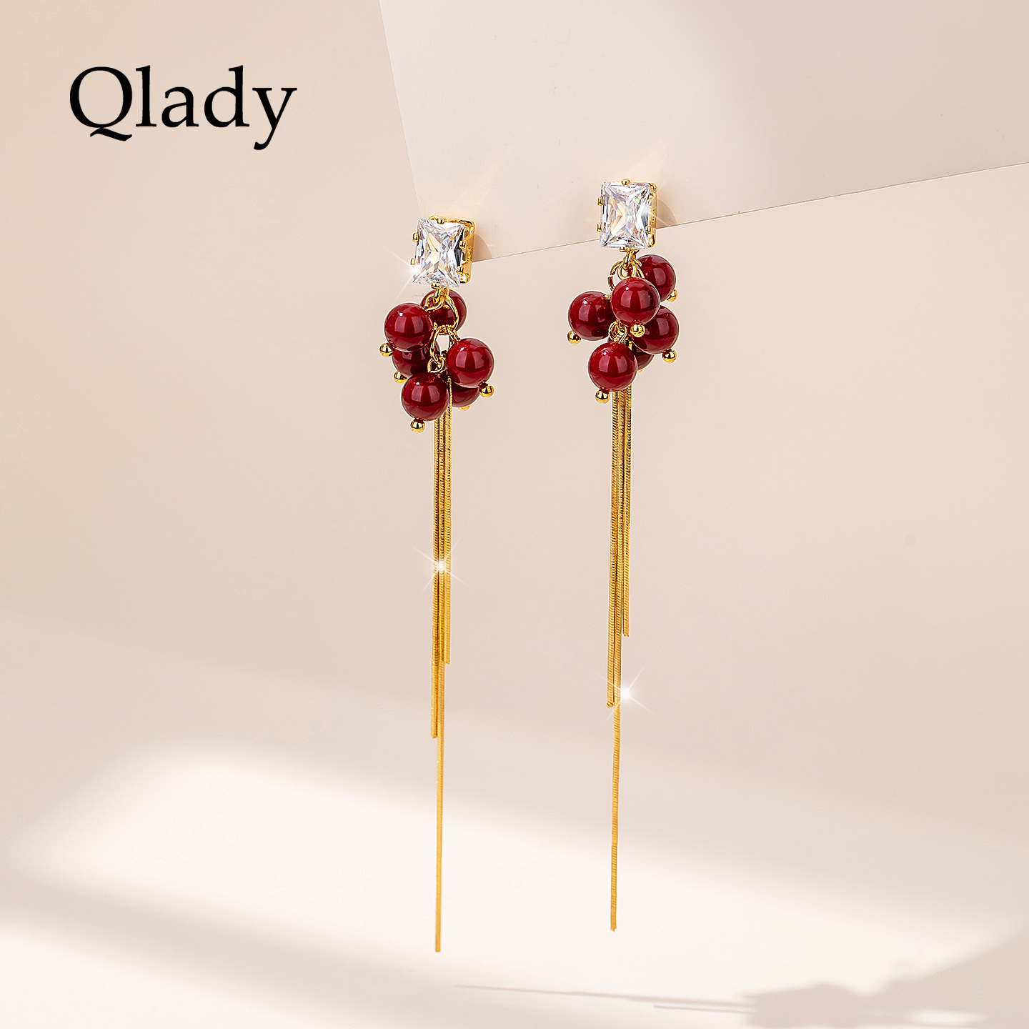 【新品】耳坠流苏银耳饰女红色耳环2025新款爆款高级感轻奢首饰