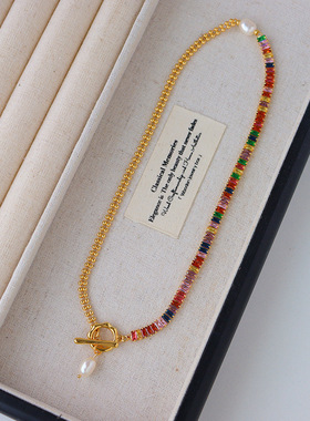 欧美时尚ot扣微镶锆石淡水珍珠项链轻奢小众精致百搭高级感锁骨