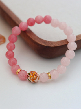 原创新中式新款粉色国风串珠手链女生高级感小众简约精致古风