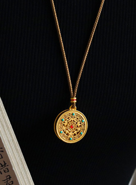 新中式复古国风罗盘毛衣链女高级感长款气质百搭时尚精致轻奢