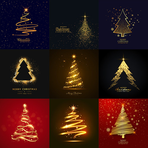 抽象圣诞树背景 璀璨高档圣诞节日海报模板 AI格式矢量设计素材