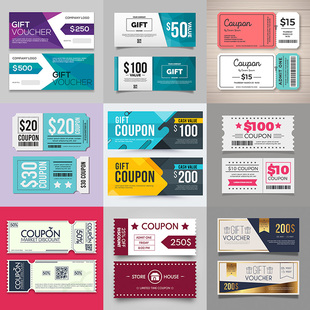 优惠券模板 会员打折券现金抵扣券促销礼券 AI格式矢量设计素材