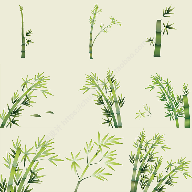 竹子插画 手绘中国风清新竹叶背景 ai格式矢量设计素材