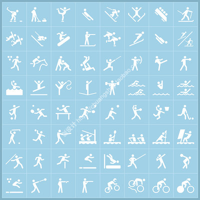 体育运动项目图标 64个冬季夏季竞技比赛icon AI格式矢量设计素材