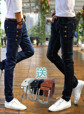 牛z裤nzk lzk冬季牛仔裤男款冬修身小脚弹力潮牌青少年牛裤子潮流