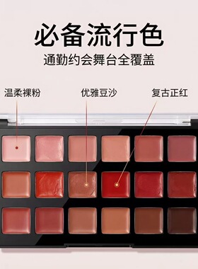 新品Dienmy黛樱美十八色口红盘雾面唇膏套装多色百变妆感