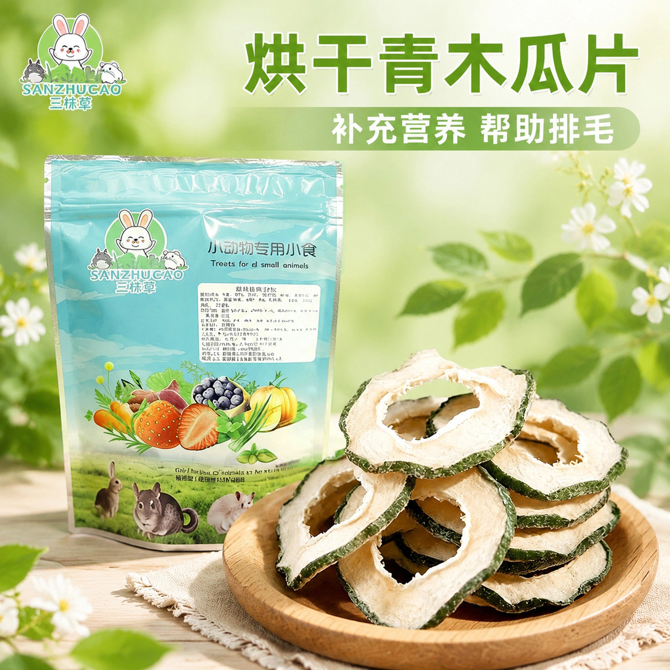 烘干青木瓜干零食磨牙天然木瓜片化毛排毛兔子龙猫豚鼠专用