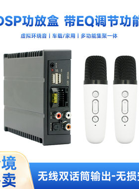 车载麦克风全民KTV无线双话筒传输汽车音效放大器大功率DSP功放盒