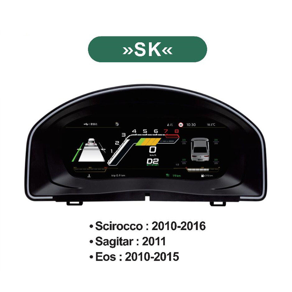 12.3寸适用VW大众EOS Sagitar Scirocco液晶仪表改装内置Carplay