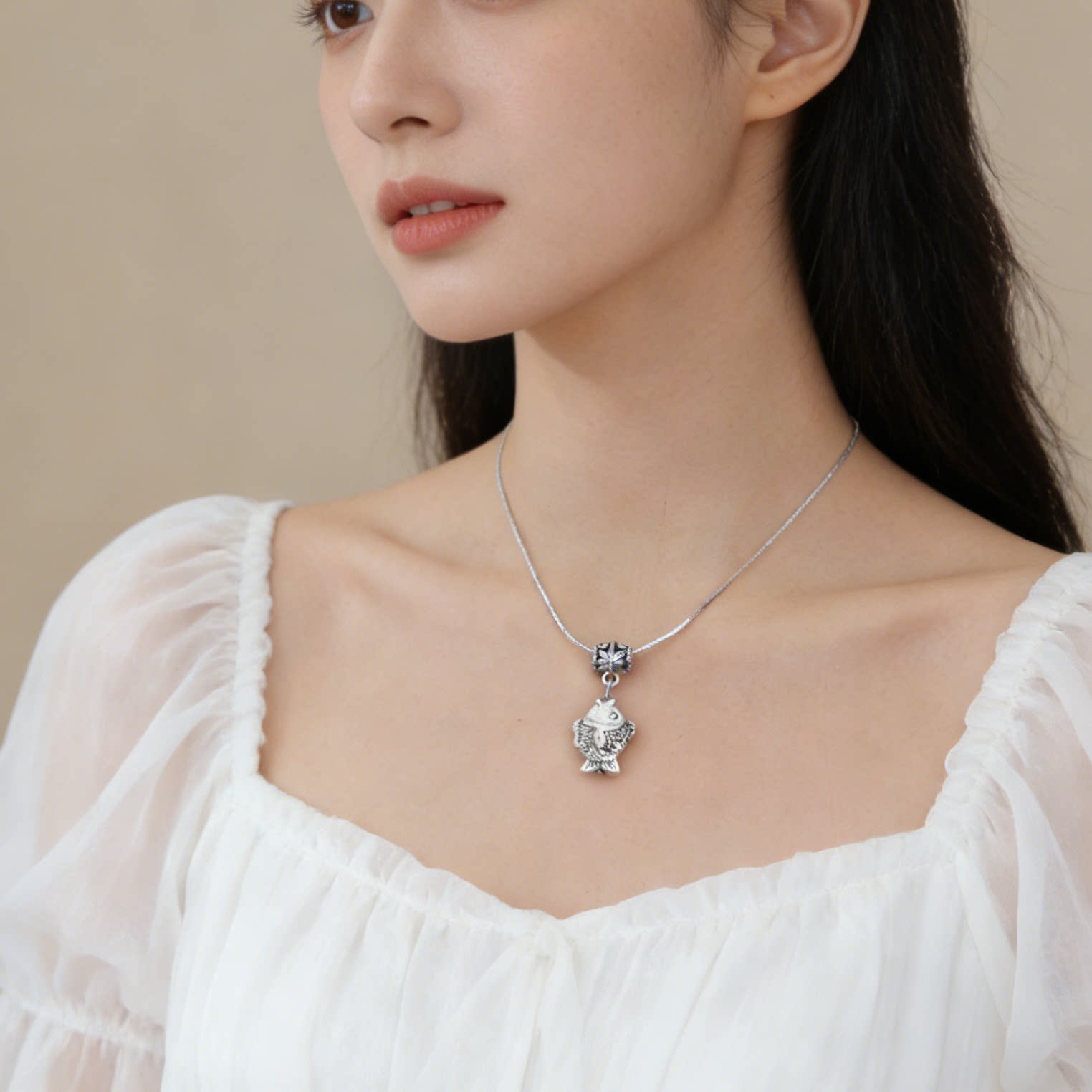 厂家直销精品货源云南民族风饰品藏银金鱼项链简单提升魅力XL108