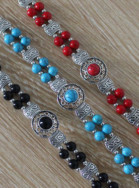 DIY手链红松石藏女苗银qsl171