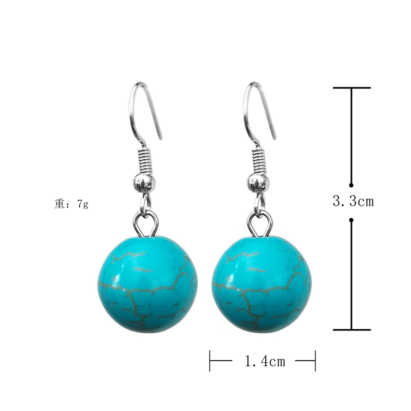 民族风蓝松石简单约单珠耳环