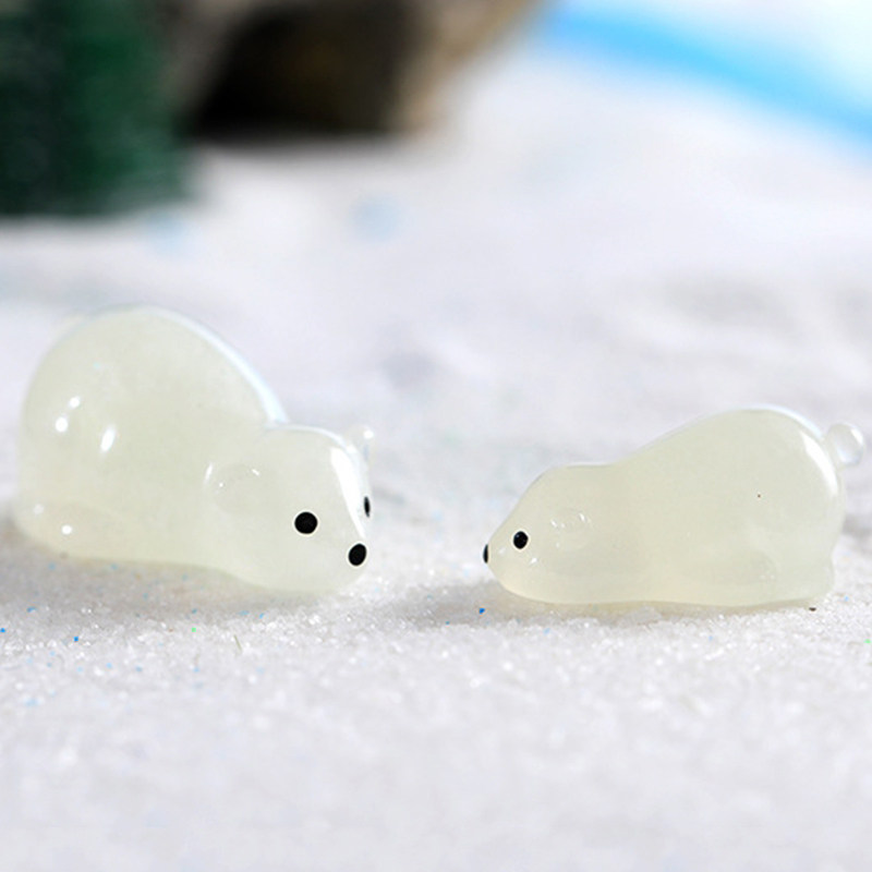 荧光粉小北极熊公仔生日礼物孩子玩具水族多肉盆栽花艺微景观摆件