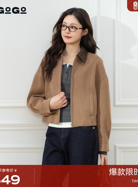 LAGOGO巴恩风落肩上衣女拉谷谷2025年冬新款松弛感外套OCWW559J31