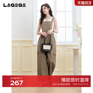 宽松显瘦裤 LAGOGO全棉元 新款 女拉谷谷2025年夏季 子 气减龄背带裤