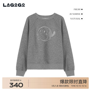 大力水手联名LAGOGO插肩袖 上衣OCEE419D01 卫衣女拉谷谷2025冬新款