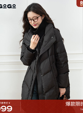 LAGOGO双层立领宽松羽绒服女拉谷谷2025冬新款加厚外套OCYY33YC37