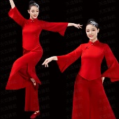 扇子舞蹈演出服腰鼓广场舞服装 秧歌服女新款 套装 民族表演跳舞衣服