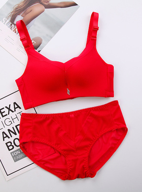 薄款加大聚拢胖MM结婚新娘内衣本命年大红色大码大文胸95BCDE套装