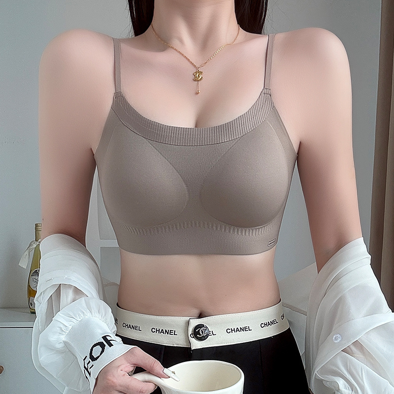 无痕光面细肩带子大码固定杯内衣