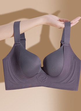 无磁大码胖mm200斤薄款文胸大胸显小聚拢90D全罩杯性感一片式内衣