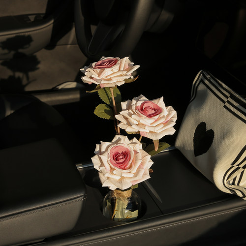 车载花束内饰氛围摆件曼塔玫瑰车内中控治愈系装饰创意花瓶