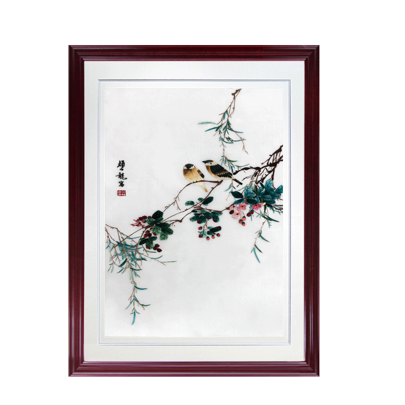有福花鸟画客厅送礼湖南特产湘绣