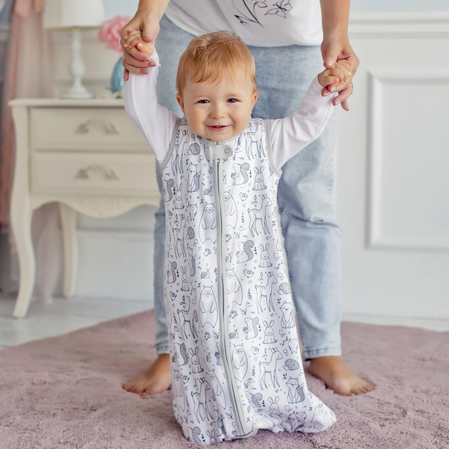 全棉春秋一体式背心拉链睡袋防踢